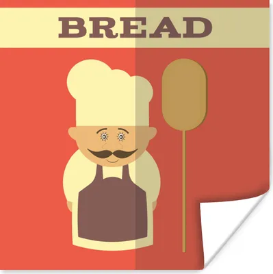 Produktbild von MuchoWow® Poster Brot - Bäcker - Rot - Vintage 100x100 cm - Babyzimmer