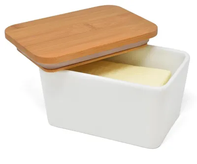 Image de Omgoods - Pot en porcelaine avec couvercle, 500 ml, pour beurre et fromage