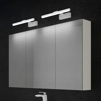 Immagine prodotto di doporro Armadietto a Specchio 120x15x70cm con Lampada da Specchio LED per Bagno 40cm*2, 9W, Specchiera Bagno Mobilettto da Parete Bianco con 3 Ante e Applique Specchio Bianco, Spiegelschrank 02