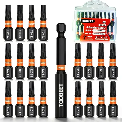 Produktbild von Torx Schraubendreher Bitset 20-teilig, S2 Stahl, Schlagfest, Geeignet für Schlagwerkzeuge