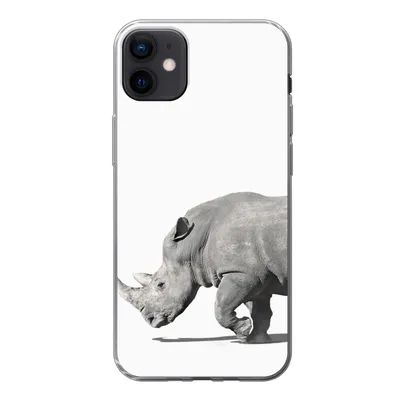 Produktbild von MuchoWow® Handyhülle Schutzhülle Hülle für iPhone 12 mini Rhinozeros - Tiere - Weiß Silikon Softcase Handy Hülle - Bild