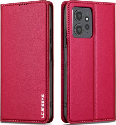Produktbild von Handyhülle für Xiaomi Redmi Note 12 4G, Magnetische Flip Leder Hülle mit Kartenfach und Standfunktion Rot