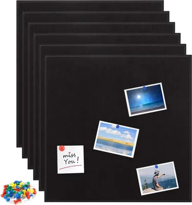Produktbild von Filz-Pinnwand - selbstklebend - 6 Stück - schwarz - Kork - 30 x 30 cm