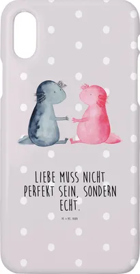 Produktbild von Mr. & Mrs. Panda Iphone 10 Handyhülle Axolotl Liebe - Grau Pastell - Geschenk, Handy, Valentinstag, X, Hülle, Schwanzlurch, Cover