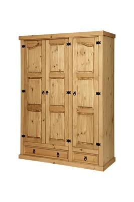 Produktbild von SIT Möbel Kleiderschrank | 3 Türen, 2 Schubladen | Kiefer-Holz massiv | Natur | B 151 x T 56 x H 205 cm | 19001-34 | Serie SCHRANK