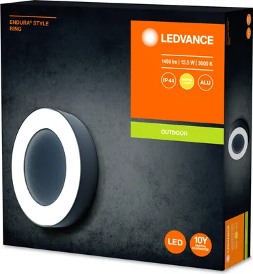 Zdjęcie produktu dla Lampa ścienna i sufitowa LEDVANCE LED, oprawa do zastosowań zewnętrznych, ciepła biel, 202,0 mm x 45,0 mm, ENDURA STYLE RING