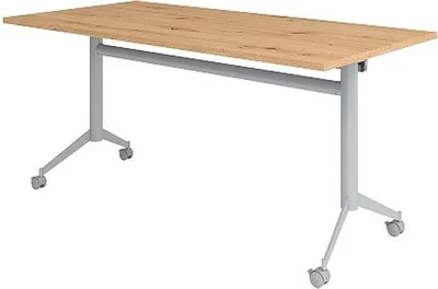 Imagen del producto de Mesa de conferencias Hammerbacher, modelo KF16, plegable y con ruedas, con estructura de haya