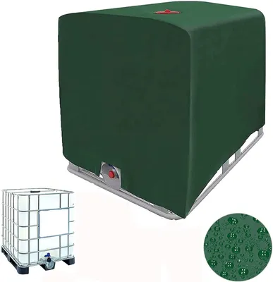 Zdjęcie produktu dla Pokrywa do zbiornika IBC, plandeka, zbiornik na wodę 1000L, osłona, przykrycie, plandeka ochronna, do zbiorników IBC, zbiorników na deszczówkę, o wymiarach 120x100x116 cm, kolor: zielony