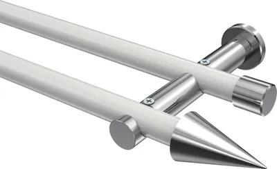 Produktbild von Interdeco Gardinenstange / Vorhangstange Weiß / Chrom, Typ Platon Savio (Kegel) ohne Ringe, 20 mm Ø 2-läufig, 540 cm