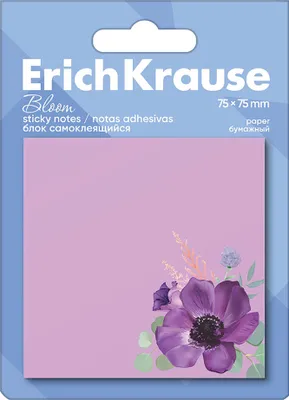 Produktbild von Haftnotizen 75x75mm Blumenmotiv selbstklebend 50 Blatt Pastell Lila