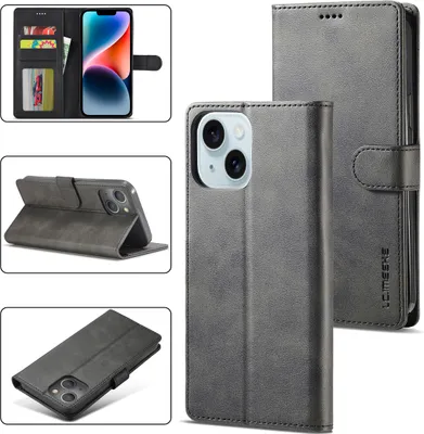 Produktbild von iPhone 14 Hülle, Klapphüllen Brieftasche Leder Magnetverschluss Ständer Schutzhülle für iPhone 14 Schwarz
