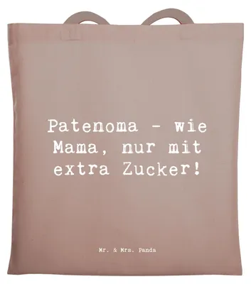Produktbild von Mr. & Mrs. Panda Jutebeutel Spruch Patenoma Liebe - Braun Pastell - Geschenk, Tote Bag, Verwandte, personalisiert, Einkaufstasche, Patenschaft, Leckerbissen, Verwöhnen