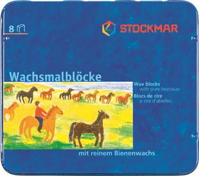 Productafbeelding van Stockmar 34000 waskrijtjes: citroengeel, oranje, karmijnrood, groen, blauw, blauwviolet, roodbruin, zwart