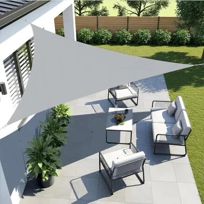 Produktbild von Sonnensegel Dreieckig 3x3x3m Wasserdicht Hellgrau PES Polyester 95% UV-Schutz