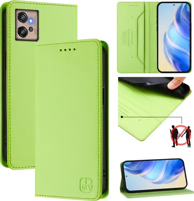 Obrázek produktu pro Kožené pouzdro pro Motorola Moto G32, flipové pouzdro s přihrádkami na karty, peněženkou a stojánkem Zelený