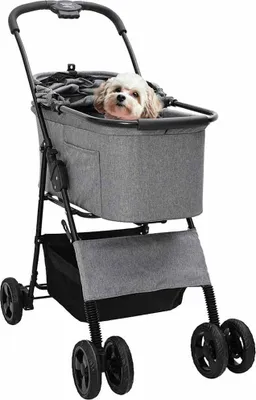 Produktbild von vidaXL Faltbarer Haustierwagen Grau 81 x 47 x 99 cm Polyester