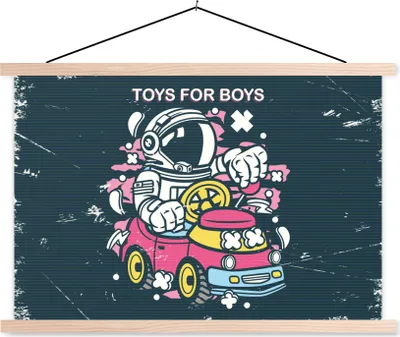 Produktbild von MuchoWow® Textilposter Jahrgang - Astronaut - Auto 60x40 cm mit holzfarbenen Rahmen - Bilder