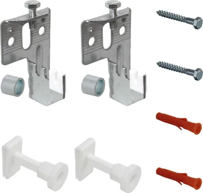 A collection of hardware components for mounting.
