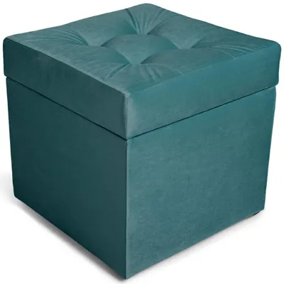 Obrázek produktu pro MG Design, modrý podnožový taburet, 45x45 cm - úložný prostor 50 litrů, nosnost až 300 kg, ihned k použití, snadno se udržuje, vhodný do obývacího pokoje i chodby
