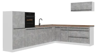 Productafbeelding van Hoekkeuken Vicco R-Line Beton/Wit 327 x cm zonder werkblad, Model 67580