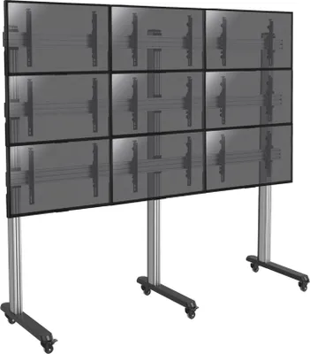 Produktbild von Wandhalterung mit Standfuß für 9 Fernsehgeräte mit einer Bildschirmgröße von 50'' bis 55'' - mit Rollen