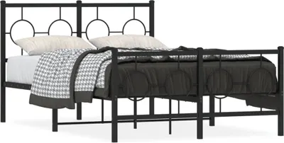 Produktbild von Design Bettgestell mit Kopf- und Fußteil Metall Schwarz 120x190 cm, Klassische Betten 2024 Neu