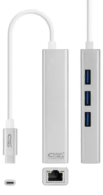 Imagen del producto de Nanocable Conversor USB-C Ethernet +3xUSB 3.0