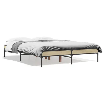 Obrázek produktu pro Rám postele Sonoma dub 135x190 cm Materiál na bázi dřeva a kovu