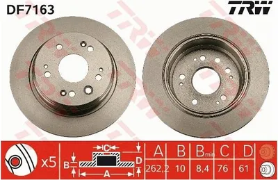 Produktbild von TRW Bremsscheiben (2 Stück) Hinterachse DF7163