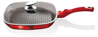 Zdjęcie produktu dla BERLINGERHAUS Patelnia grillowa z pokrywką i marmurową powierzchnią 28 cm Burgundy Metallic Line BH-1613