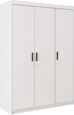 Produktbild von Masseno Drehtürenschrank ELENORA 133 cm Kleiderschrank Schlafzimmer Schrank 3-türig Weiß