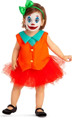 Produktbild von Miss Joker-Babykostüm für Halloween orangefarben-rot-grün