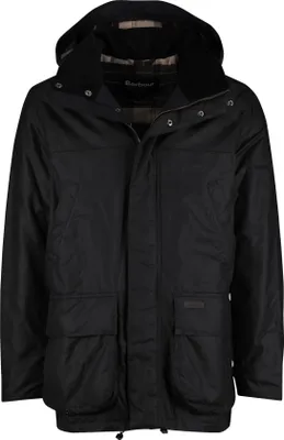 Produktbild von Barbour gewachste Jacke einfarbig dunkelblau normaler Schnitt