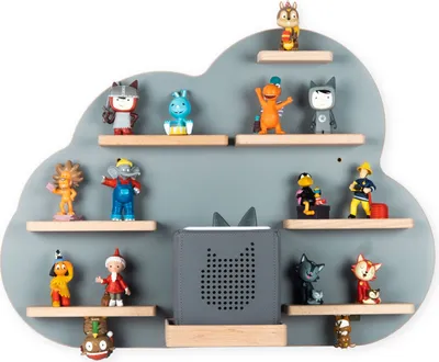 Produktbild von BOARTI Kinderregal Wolke | hängend für Toniebox und Tonie Figuren | platzsparendes Regal | H. 40 x B. 55 x T. 19 cm | Wandregal für Musikbox und Figuren Aufbewahrung Magneteinsätzen | Aufbewahrungsregal Holz