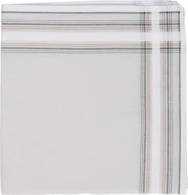 Produktbild von Tiseco Herren Taschentücher Set - 3 Stück - 42x42cm - 100% Baumwolle - Streifen Design - Taupe