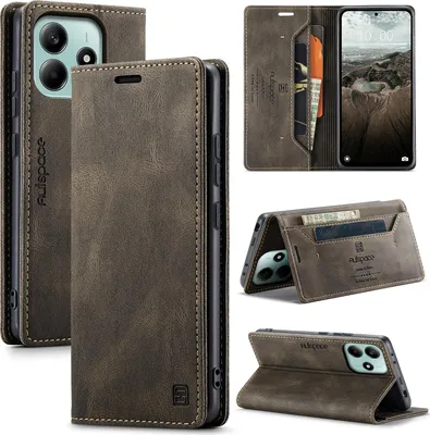 Immagine prodotto di Custodia per Xiaomi Poco M7 Pro 5G/ Redmi Note 14 5G, Retro Custodia in Finto cuoio, supporto e custodia protettiva Bronzo