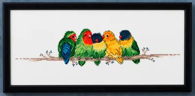 Imagen del producto de Kit de bordado "Liebesvögel" de Permin Kreuzstich, con patrón de conteo, medidas: 35x15 cm