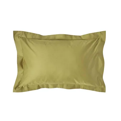 Image de HOMESCAPES Taie d'oreiller à point droit Densité 1000 Vert olive, 48 x 74 cm