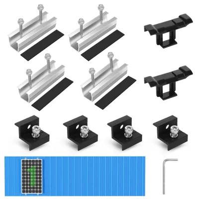 PV-Montageset für 1 Modul, 12 cm Schiene, verstellbare Klemmen