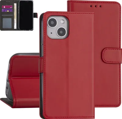 Produktbild von iPhone 13 Book type case - Red - Card holder - Magnetic closure