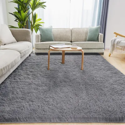 Obrázek produktu pro Omgoods - Koberec s vysokým vlasem, 140x200 cm - Donzig - Měkký - Pratelné - Protiskluzový - Moderní, huňatý koberec