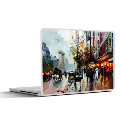 Produktbild von MuchoWow® Laptop Aufkleber Sticker Cover Gemälde - Stadt - Öl 31x22.5 cm - Laptop-Deko