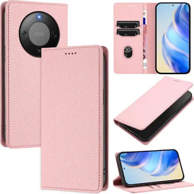 Immagine prodotto di Custodia per cellulare in pelle Litchi per Honor X9D Portafoglio, slot per schede, custodia con funzione stand Rosa