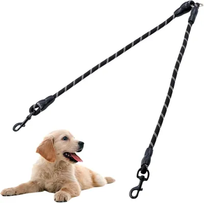 Produktbild von Doppelte Leinen/Hundeleine Doppelleine fš¹r 2 Hunde/Keine Verwicklung Reflektierend Kletterseil/Verstellbar Splitterleinen