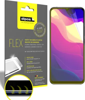 Zdjęcie produktu dla 3x osłona ekranu dla Xiaomi Mi 10 Lite 5G, 100% pokrycia ekranu, Dipos Flex