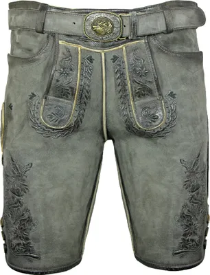 Produktbild von MADDOX Kurze Trachten Lederhose "Engelbert" mit Gürtel | Vegetabil Kohle Grau Größe: 60