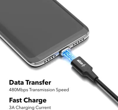 Produktbild von AlzaPower MagCore 2in1 USB-A zu Micro USB/USB-C 1m schwarz