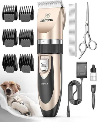 Produktbild von Professionelle, leise Hundeschermaschine – elektrische Schermaschine für Hunde und Katzen mit kabellosem Trimmer – goldfarbene Hundeschermaschine