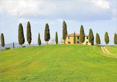Produktbild von Wallario Poster - Villa auf einem Hügel in der Toskana, Kunstdruck Größe: 70 x 100 cm
