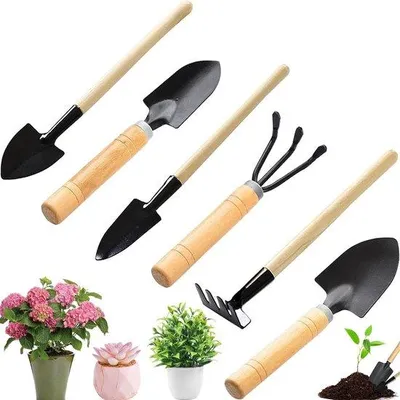 Produktbild von Kinder-Tuingereedschap 6-teilig, Mini-Tuingereedschapset, kleine Tuingereedschap, Mini-Schoffel, kleine Schep, Hark, für Bonsai, Pflanzen, Boden lösen